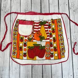 Vintage 1970s Mod Retro Terry Cloth Apron